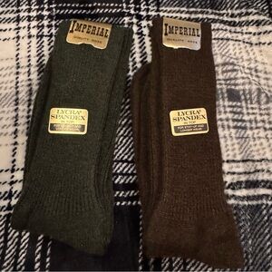 1960's 2 Vintage Imperial Quality Hose Socks Lycra Spandex in Top Size 10-13